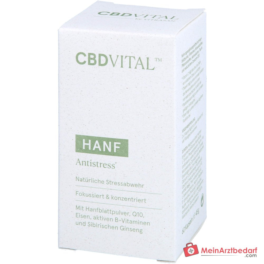 CBD VITAL hennep anti-stress capsules met ijzer, geactiveerde B-vitaminen en Siberische ginseng 60 capsules