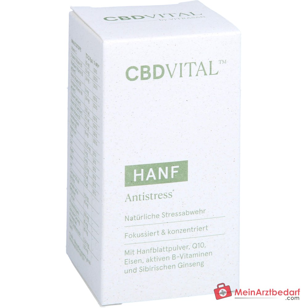 CBD VITAL hennep anti-stress capsules met ijzer, geactiveerde B-vitaminen en Siberische ginseng 60 capsules