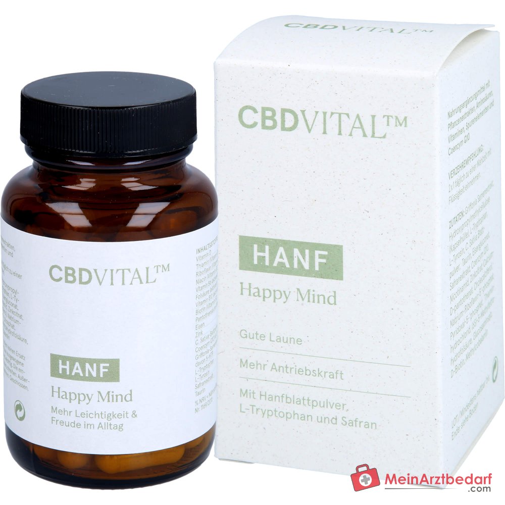 CBD VITAL Gélules de chanvre Happy Mind avec Griffonia (5-HTP) 60 pièces