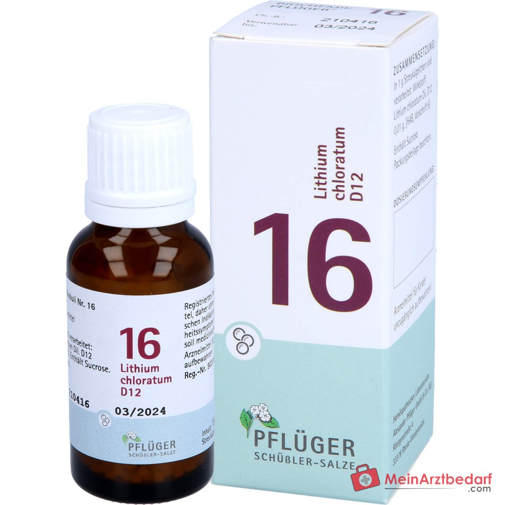 Pflüger Biochemie Globuli Nr. 16 Lithium chloratum D12 Globuli, 15 g