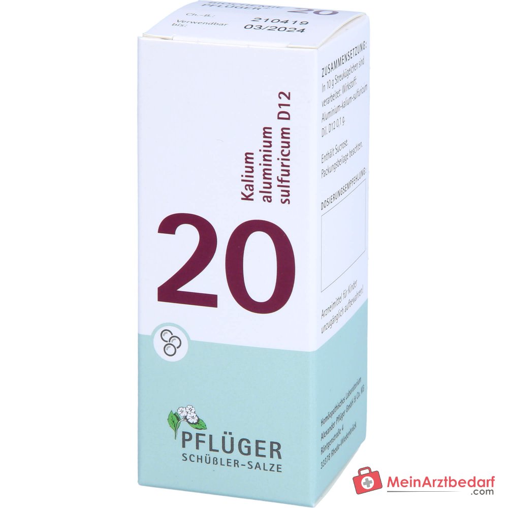 Biochemie Pflüger Globuli n° 20 Kalium aluminium sulfuricum D12, granules de 15 g