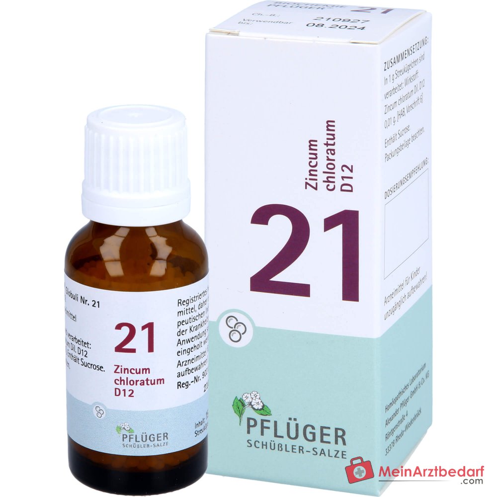 Biochemia Pflüger Globuli nr 21 Zincum chloratum D12 granulki, 15 g
