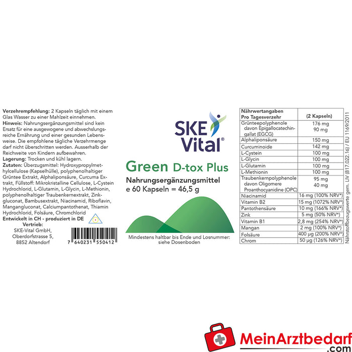 SKE Vital Green D-tox Plus 60 gélules
