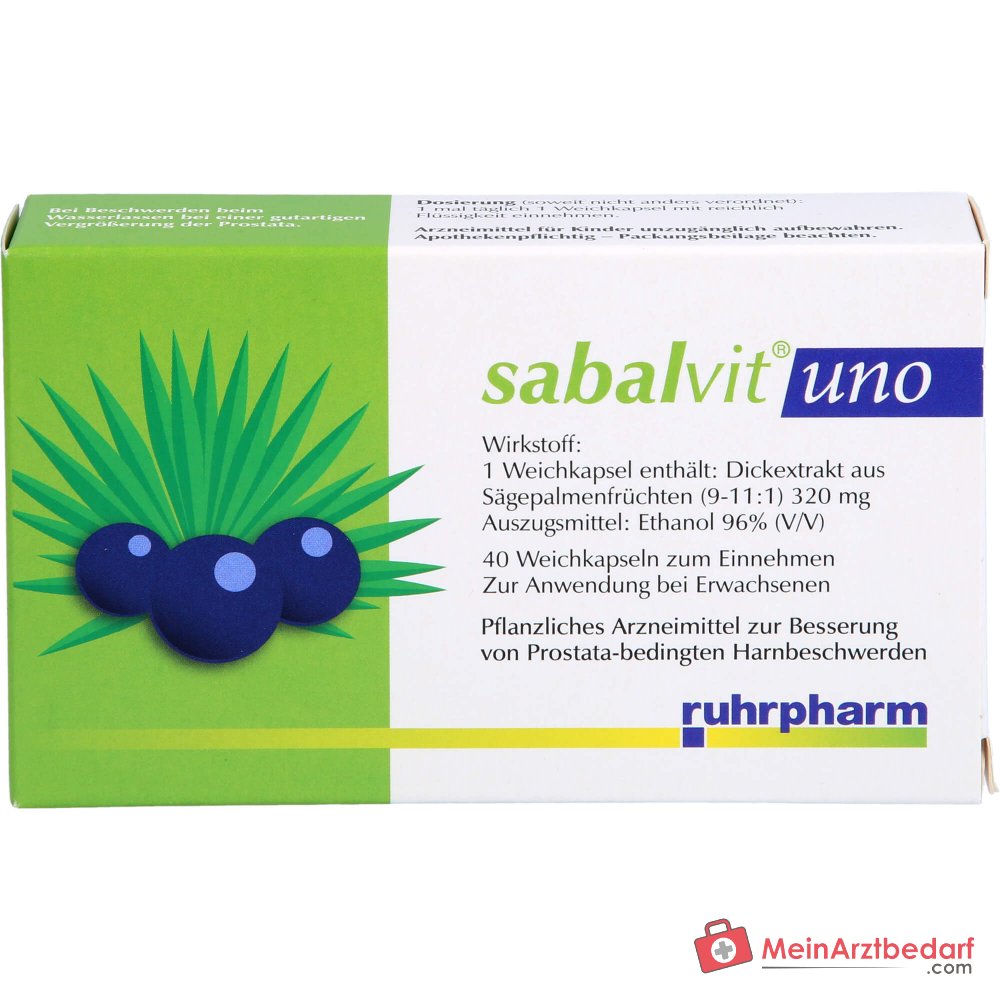 Ruhrpharm Sabalvit Uno Sägepalmenfrüchte-Dickextrakt Weichkapseln, 40 St.