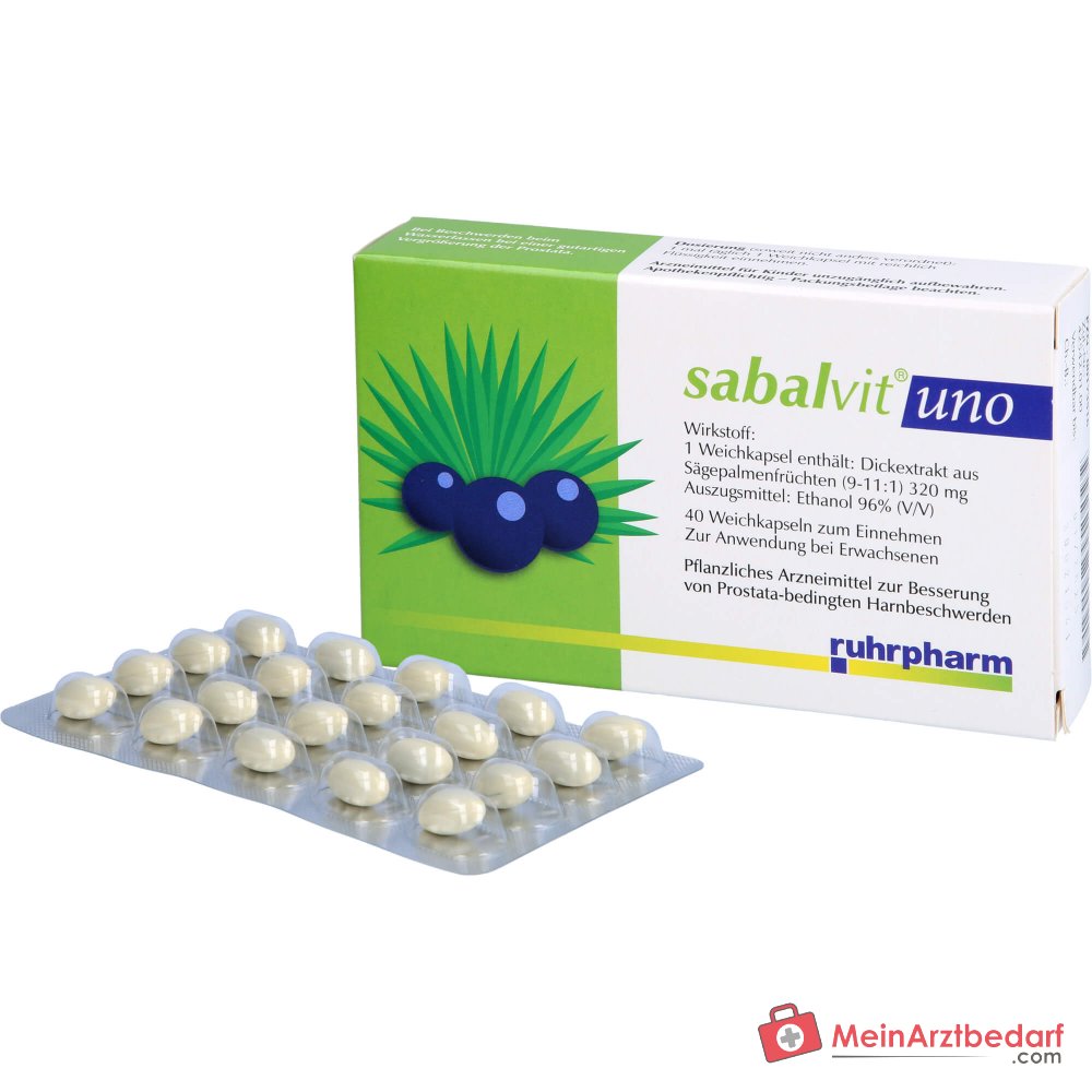 Ruhrpharm Sabalvit Uno Sägepalmenfrüchte-Dickextrakt Weichkapseln, 40 St.
