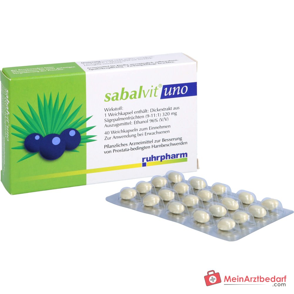 Ruhrpharm Sabalvit Uno Sägepalmenfrüchte-Dickextrakt Weichkapseln, 40 St.