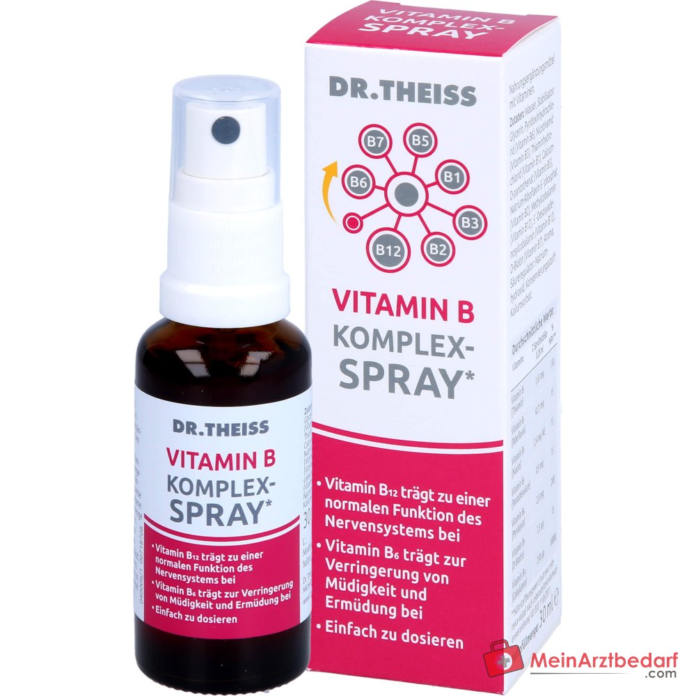 Dr. Theiss Vitamin B Komplex-Spray Thiamin / Riboflavin / Niacin / Pantothensäure / Pyridoxin / Biotin / Cobalamin Mundspray, 30 ml.