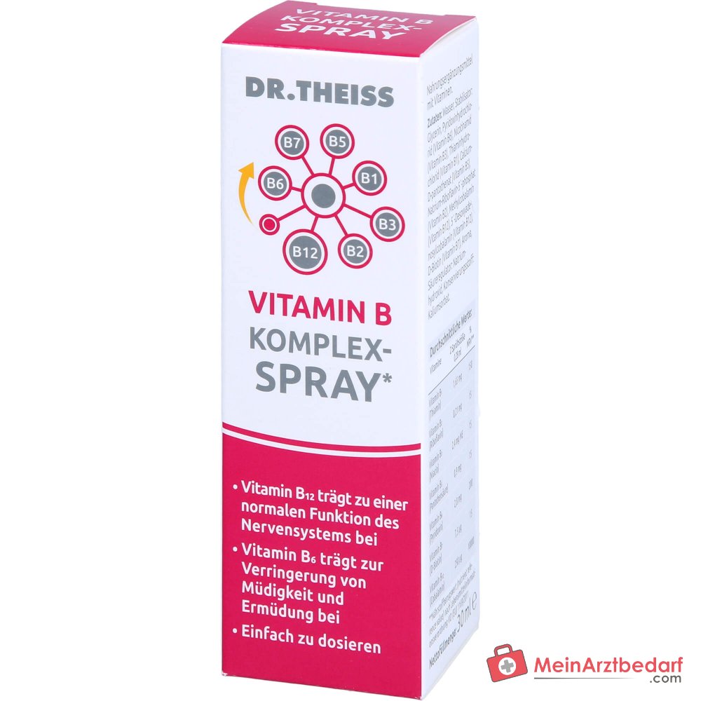 Dr. Theiss Vitamin B Komplex-Spray Thiamin / Riboflavin / Niacin / Pantothensäure / Pyridoxin / Biotin / Cobalamin Mundspray, 30 ml.