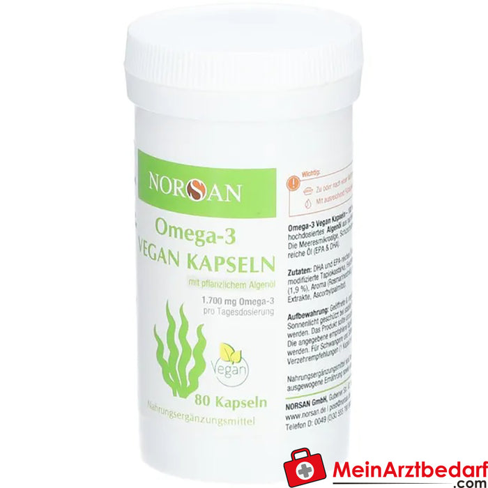 NORSAN Omega-3 Vegano Aceite de Algas Cápsulas, 80 Cápsulas