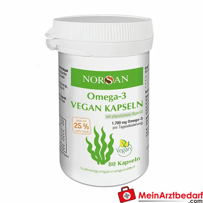 NORSAN Omega-3 Vegano Aceite de Algas Cápsulas, 80 Cápsulas