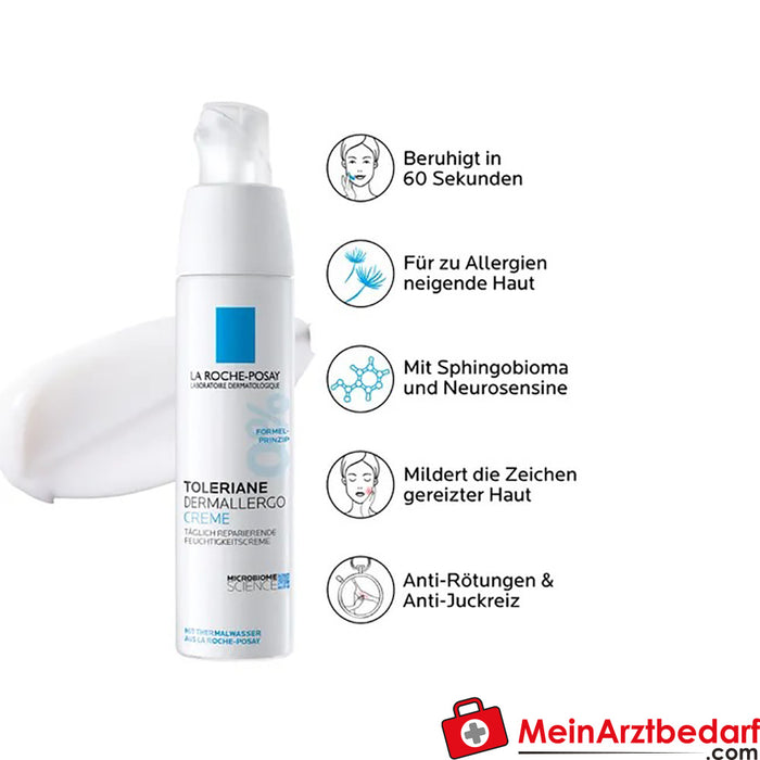 Toleriane Crème Dermallergo, crème hydratante pour le visage pour les peaux sensibles, sèches et à tendance allergique