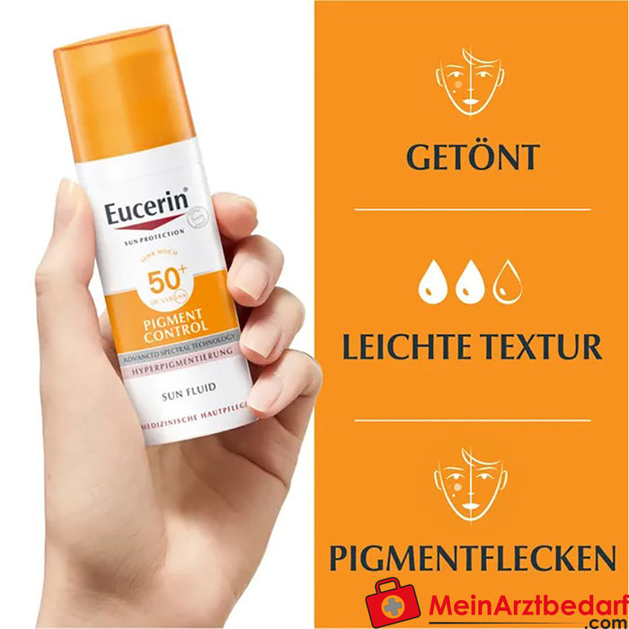 Eucerin® Pigment Control Tinted Face Sun Gel-Creme SPF 50+ - Protection solaire teintée contre les taches de pigmentation, 50ml