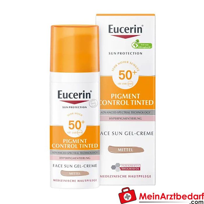 Eucerin® Pigment Control Tinted Face Sun Gel-Crema FPS 50+ - Protección solar tintada contra las manchas pigmentarias, 50 ml