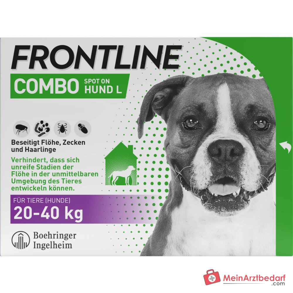 Frontline Combo Fipronil + (S)-Methopren Spot-on Hund L (20–40 kg) 3 Pipetten