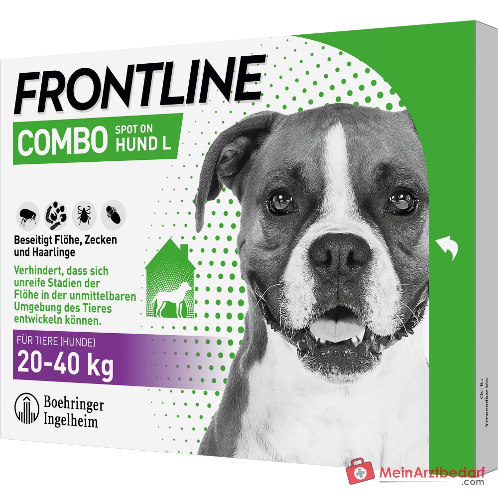 Frontline Combo Fipronil + (S)-Methopren Spot-on Hund L (20–40 kg) 3 Pipetten