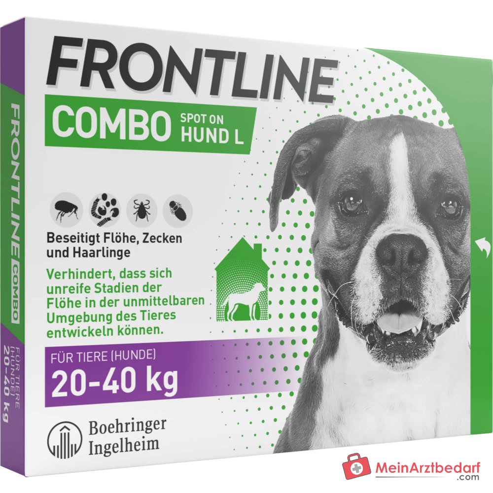 Frontline Combo Fipronil + (S)-Methopren Spot-on Hund L (20–40 kg) 3 Pipetten