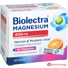 Biolectra Magnesium 400 mg Nerven & Muskeln Vital Magnesium / Vitamin B1 / Vitamin B2 / Vitamin B6 / Vitamin B12 Micro-Pellets, 30 Sticks.