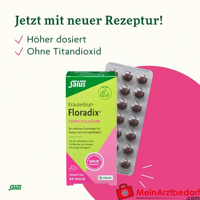 Salus® Kräuterblut® Floradix® Hierro Ácido fólico, 84 pcs.