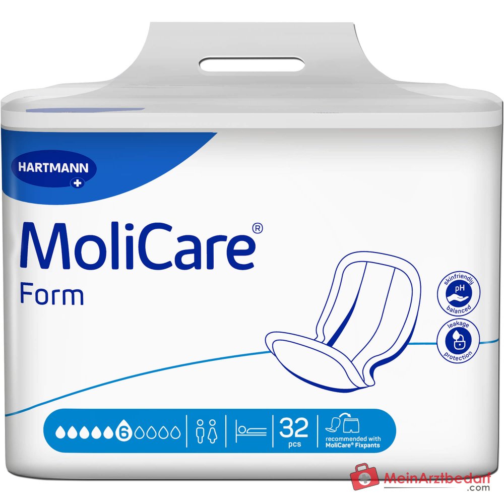 Hartmann MoliCare Form 6 Tropfen Inkontinenzvorlagen mit Folienrückseite, 128 Stück (4 x 32 Stück)