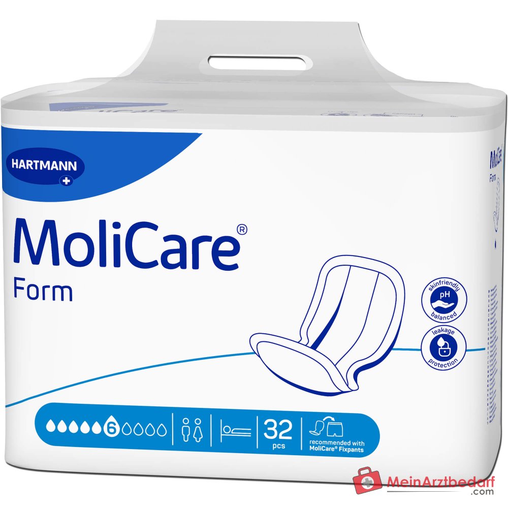 Hartmann MoliCare Form 6 Tropfen Inkontinenzvorlagen mit Folienrückseite, 128 Stück (4 x 32 Stück)