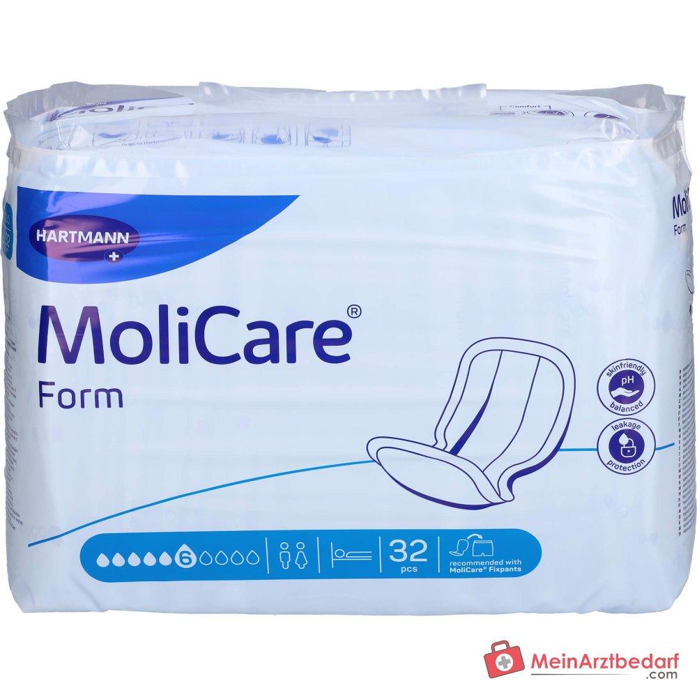 Hartmann MoliCare Form 6 Tropfen Inkontinenzvorlagen mit Folienrückseite, 128 Stück (4 x 32 Stück)