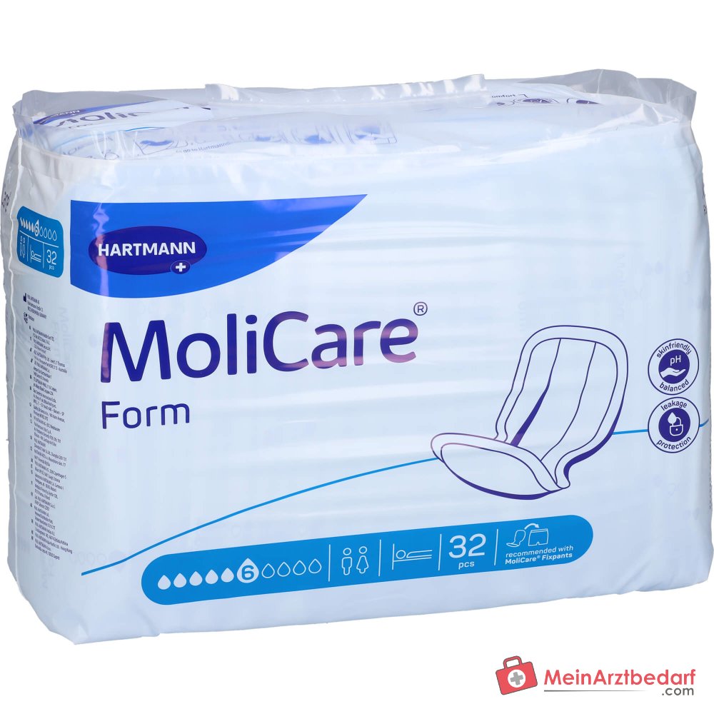 Hartmann MoliCare Form 6 Tropfen Inkontinenzvorlagen mit Folienrückseite, 128 Stück (4 x 32 Stück)