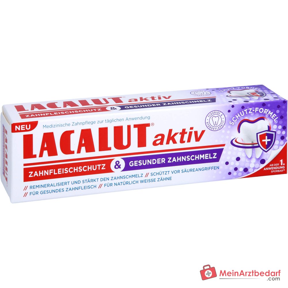 Lacalut aktiv Natriumfluorid / Olaflur / Hydroxylapatit Zahnpasta, 75 ml.