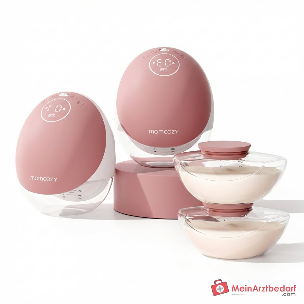 Momcozy Mobile Flow M9 freihändige elektrische Milchpumpe mit App-Steuerung, 3. Generation Motor 300 mmHg, 15 Saugstufen, Bluetooth, DoubleFit-Flansch 24 mm, Tritan-Behälter 150 ml, 1800 mAh Akku