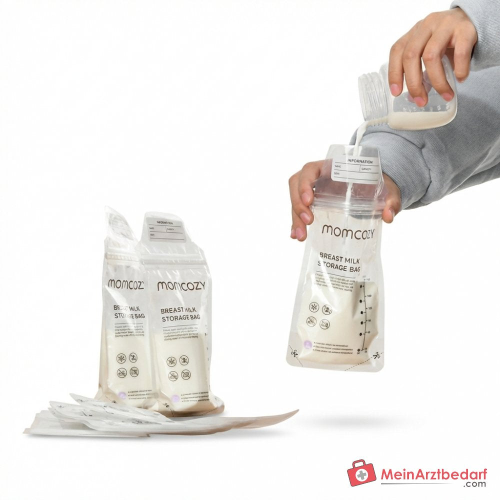 Momcozy moedermelkzakjes 180 ml met temperatuuraanduiding, dubbele ritssluiting, BPA-vrij, voor gesteriliseerd, 120 stuks