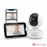 Momcozy BM04 Vigilabebés 5 Pulgadas 1080P Full HD Modo Dual con Cámara, 350° Pan 110° Inclinación, Visión Nocturna Infrarroja, Audio Bidireccional, WiFi y Sin WiFi, Batería de 5000 mAh, Detección de Movimiento, Monitoreo de Temperatura