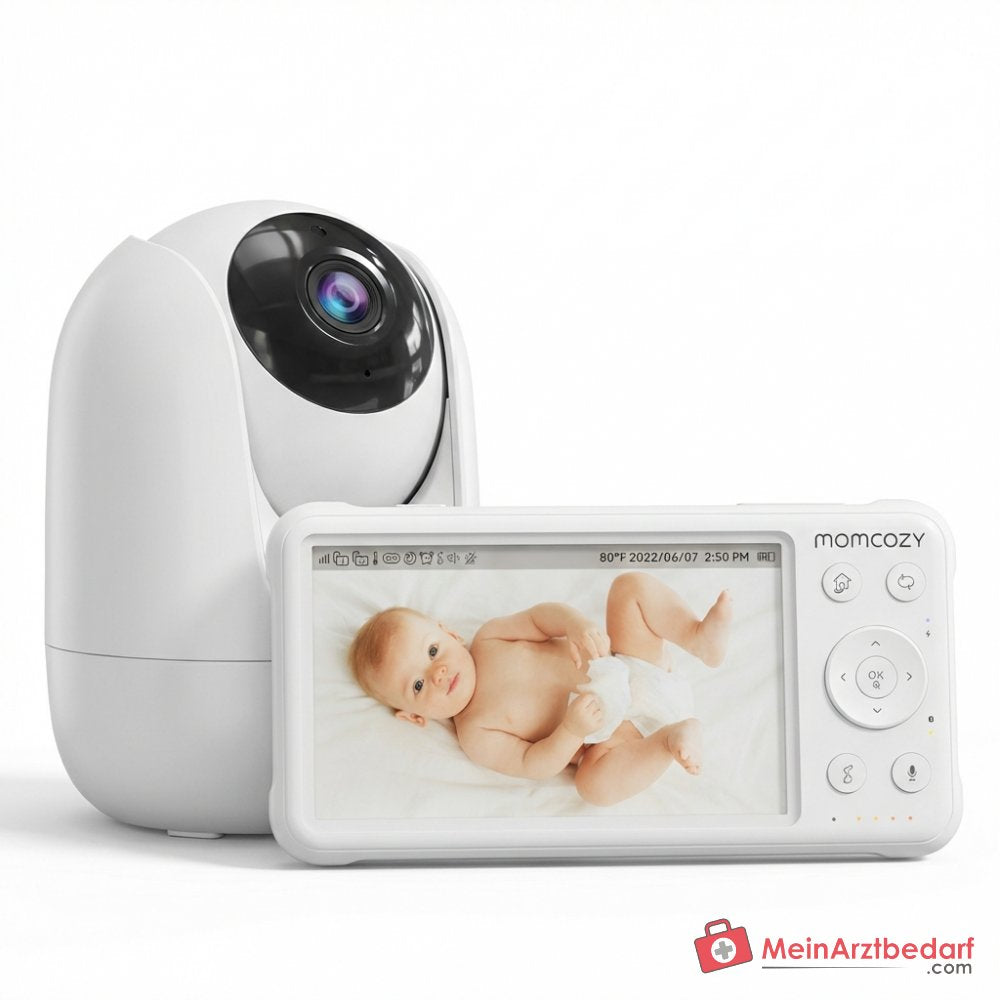 Momcozy Zusatzkamera für BM01 Babyphone 1080P Full HD, 360 Grad Pan-Tilt-Zoom, Infrarot-Nachtsicht, 2-Wege-Audio, Temperatursensor, Schlaflieder