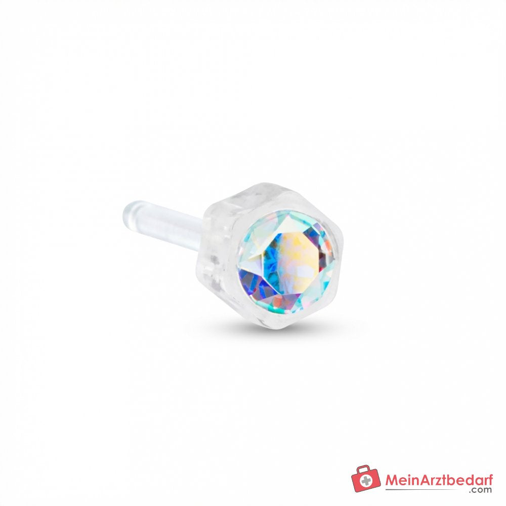 Blomdahl Erstohrstecker Bezel Kunststoff Regenbogen, 4 mm, 10 Stk..