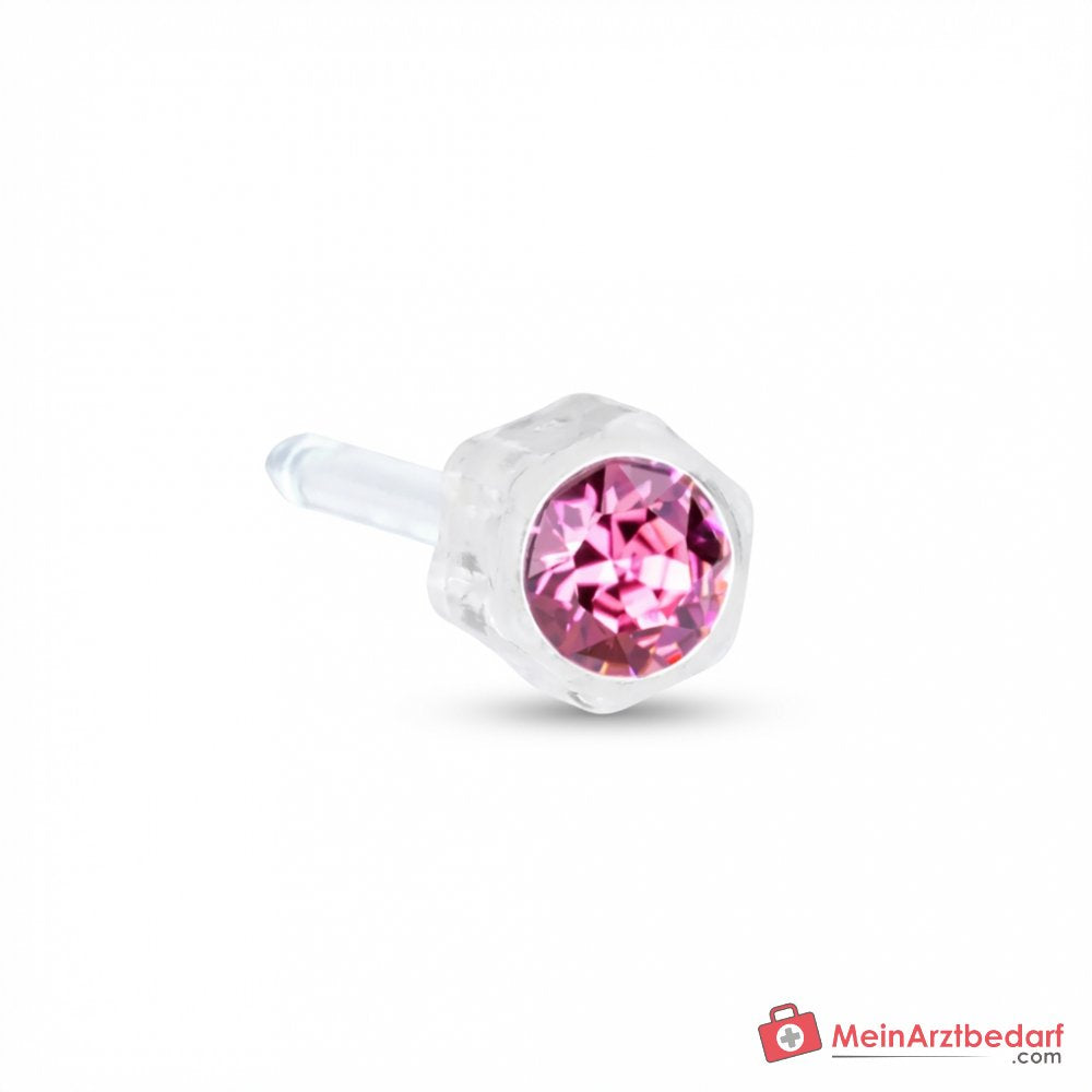 Blomdahl Erstohrstecker Bezel Kunststoff rosa, 4 mm, 10 Stk..