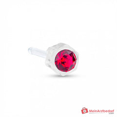 Blomdahl Erstohrstecker Bezel Kunststoff rot mit Kristall, 4 mm, 10 Stk..