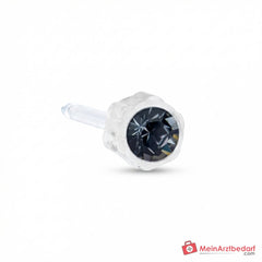 Blomdahl Erstohrstecker Bezel Kunststoff grau mit Kristall, 4 mm, 10 Stk..