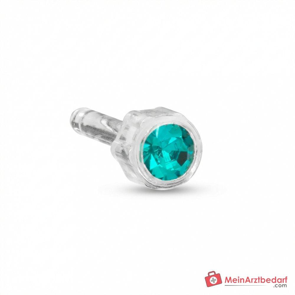 Blomdahl Erstohrstecker Bezel Kunststoff Blauer Zirkon, 4 mm, 10 Stk..