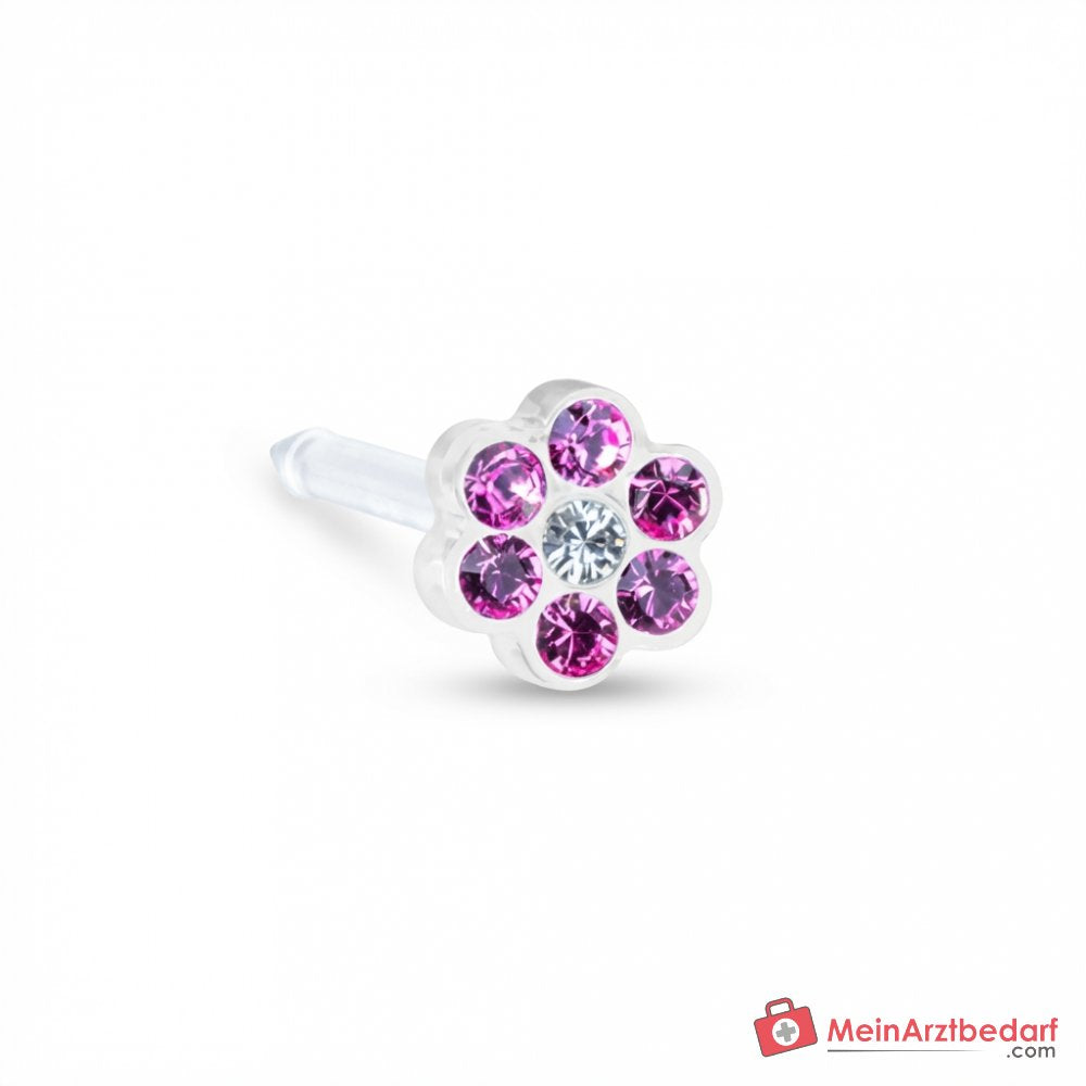 Blomdahl Erstohrstecker Daisy Kunststoff rosa-weiß, 5 mm, 10 Stk..
