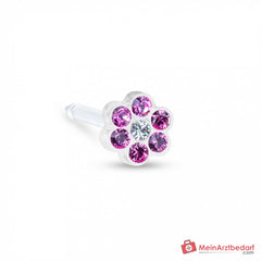 Blomdahl Erstohrstecker Daisy Kunststoff rosa-weiß, 5 mm, 10 Stk..