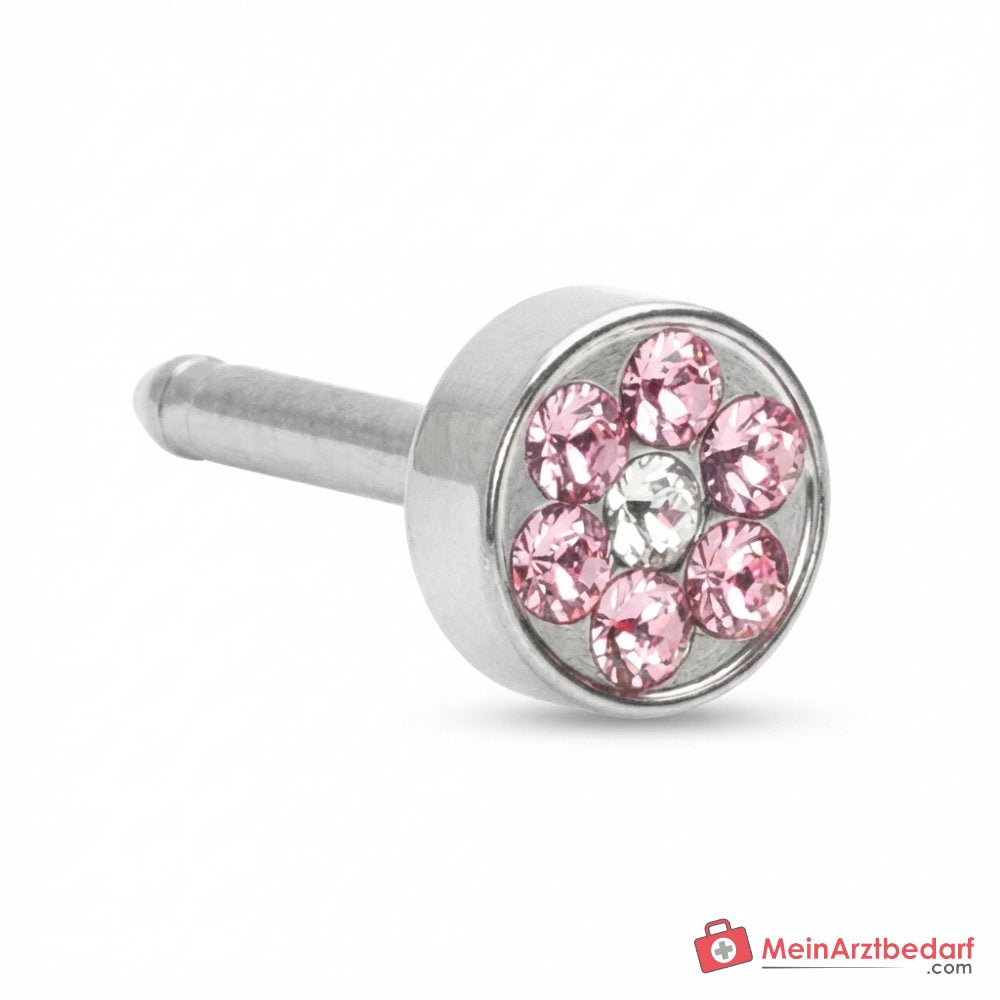 Blomdahl Erstohrstecker Brilliance Plenary Titan, 7 Kristalle rosa, 5 mm, 10 Stk..