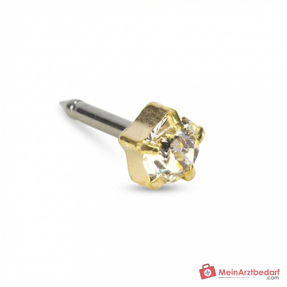 Blomdahl Erstohrstecker Tiffany Titan gold mit Zirkonia, 5 mm, 10 Stk..