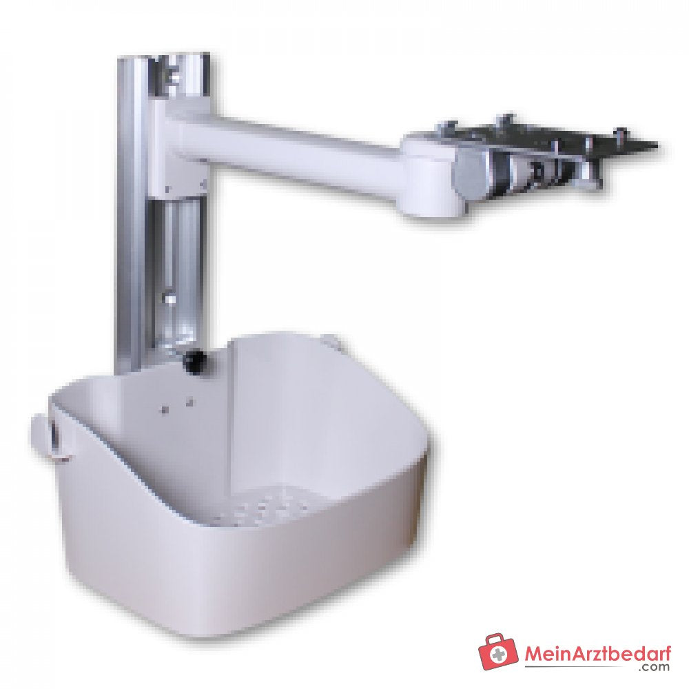 supporto a parete medical ECONET per monitor paziente PROview con braccio orientabile e vaschetta di stoccaggio