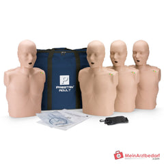 Prestan Professional Adult Manikin 4-Pack mit CPR-Feedback-Monitor, inkl. 50 Gesichtsschutz-Lungenbeuteln und Tragetasche.