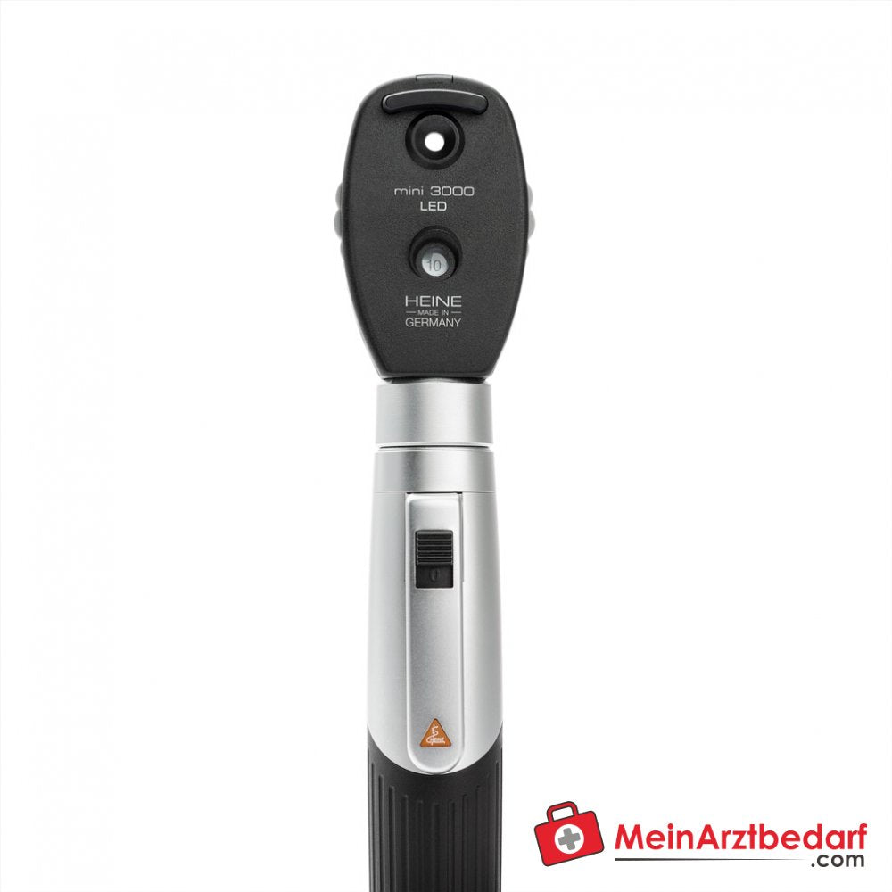 HEINE mini 3000 LED Diagnostik-Set mit Ophthalmoskop und F.O. Otoskop, 2 Batteriegriffe, 10 Einweg-Tips und Hartschalenetui.