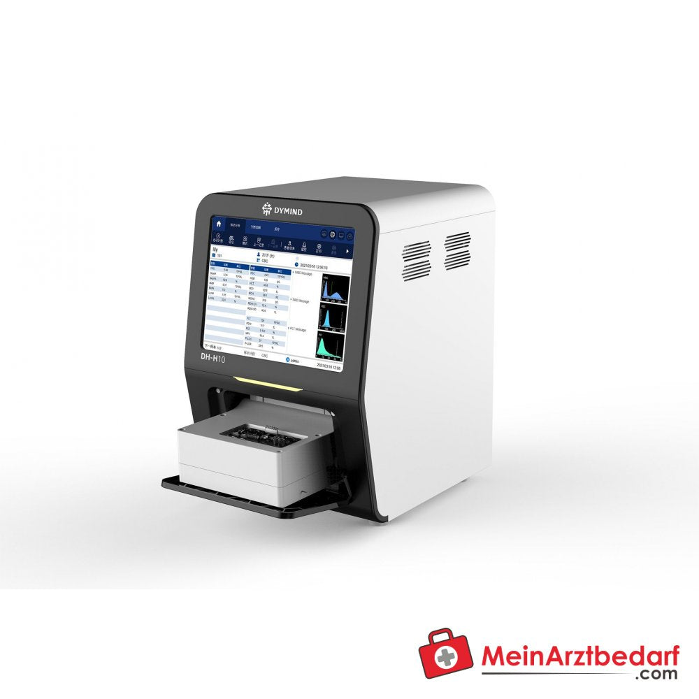 DYMIND DP-H10 Hämatologie-Analysegerät 3-Part-Diff mit CRP und SAA, 21 Parameter, 40 µl Probenvolumen.