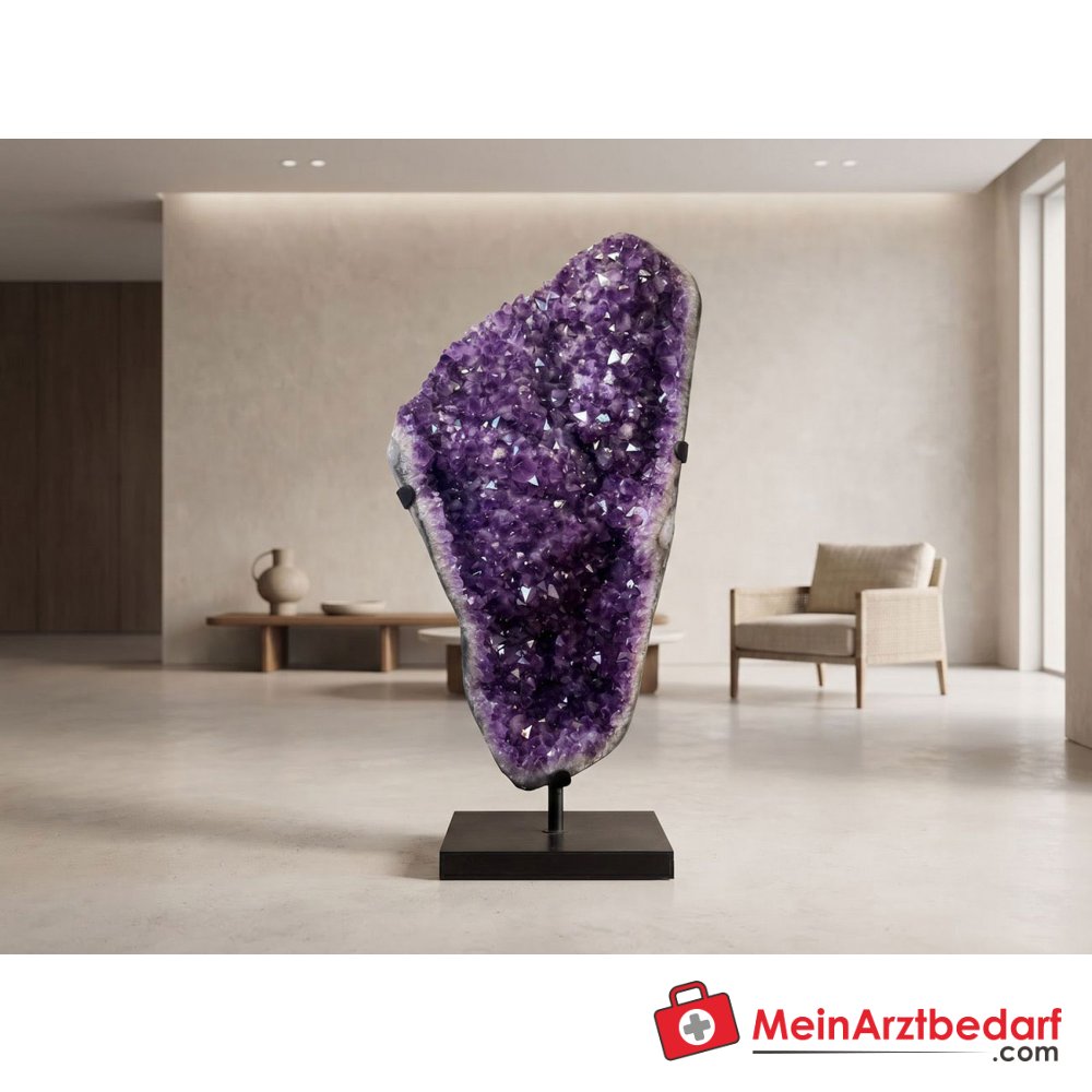 Amethyst-Freiform 103 cm A-Qualität Brasilien mit Stahlsockel Unikat.