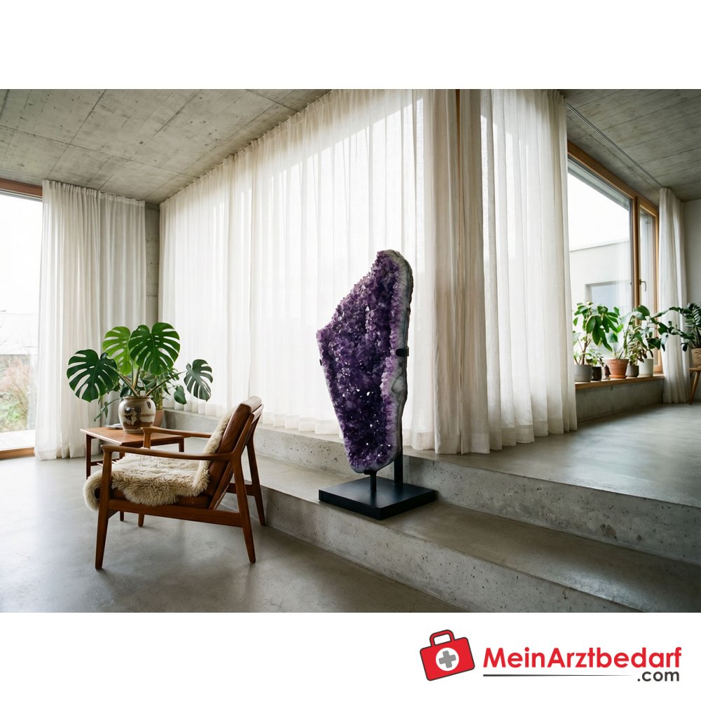Amethyst-Freiform 103 cm A-Qualität Brasilien mit Stahlsockel Unikat.