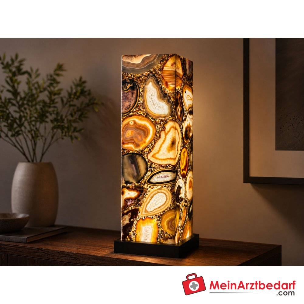 Edelstein-Lampe Achat 85 cm LED-beleuchtet Unikat.