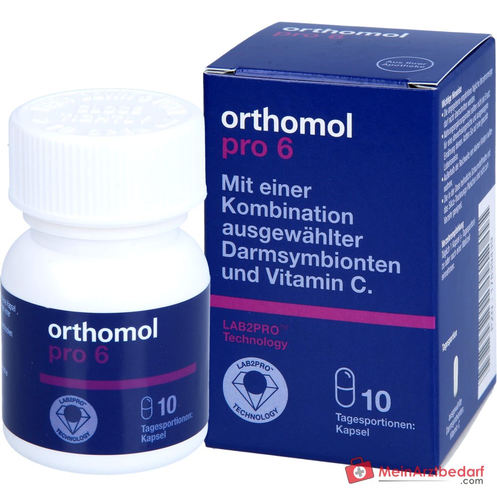 Orthomol Pro 6 Kapseln mit Darmsymbionten und Vitamin C, 10 St..