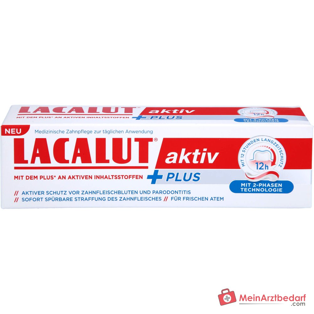 Lacalut Aktiv Plus Aluminiumlactat / Allantoin / Bisabolol / Natriumfluorid Zahncreme, 75 ml.