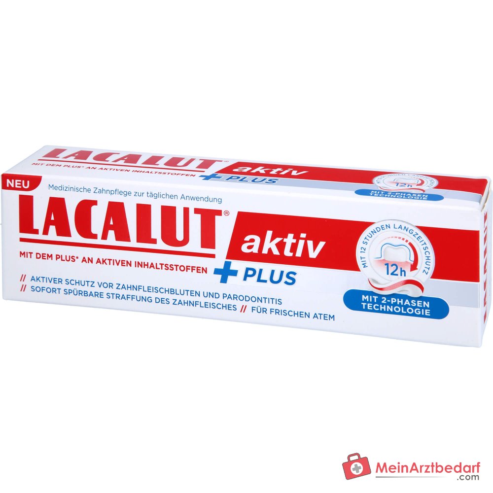 Lacalut Aktiv Plus Aluminiumlactat / Allantoin / Bisabolol / Natriumfluorid Zahncreme, 75 ml.